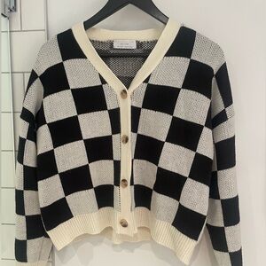 oak + fort checkered cardigan